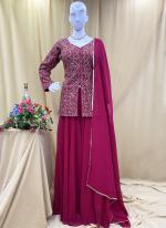 Georgette Pink Wedding Wear Hand Work Readymade Indo Western